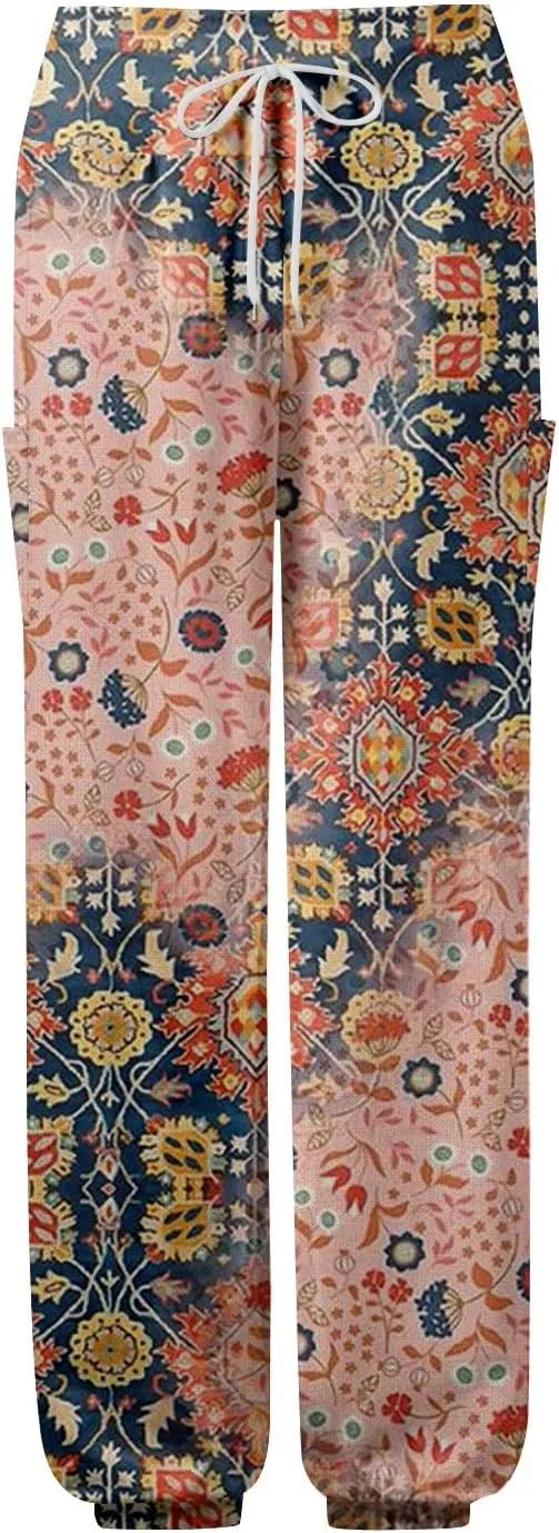 Boho Pants for Women - Hippie Harem Pants Women - Womens Flowy Pant with Pockets Comfy Bohemian Flowy Hippie Clothes E1