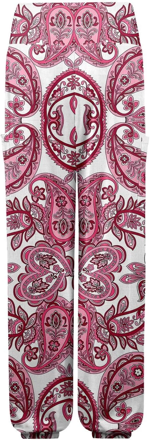 Boho Pants for Women - Hippie Harem Pants Women - Womens Flowy Pant with Pockets Comfy Bohemian Flowy Hippie Clothes E1