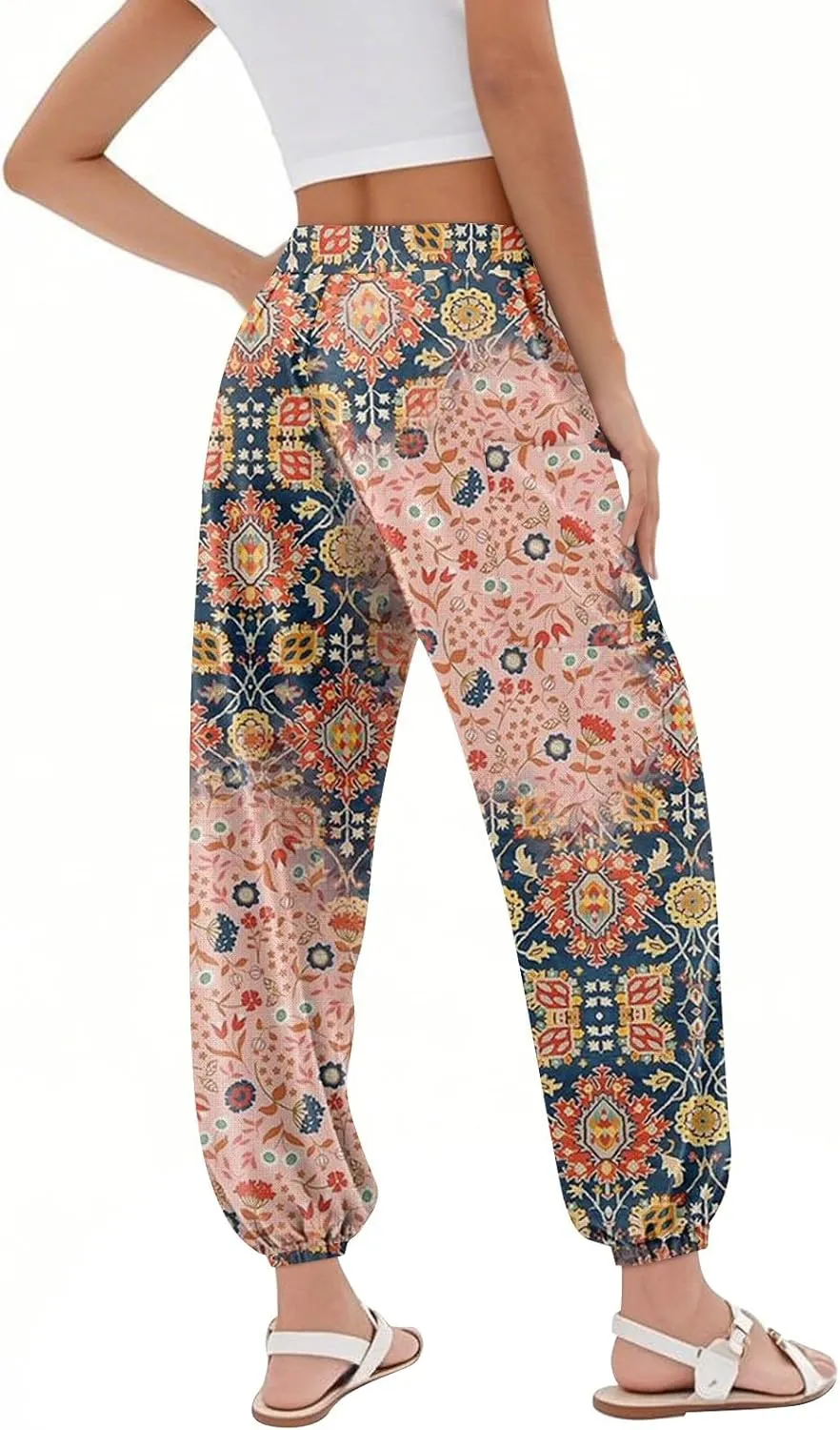 Boho Pants for Women - Hippie Harem Pants Women - Womens Flowy Pant with Pockets Comfy Bohemian Flowy Hippie Clothes E1