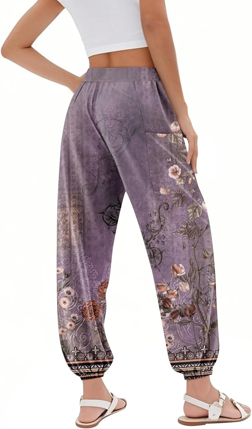 Boho Pants for Women - Hippie Harem Pants Women - Womens Flowy Pant with Pockets Comfy Bohemian Flowy Hippie Clothes F0