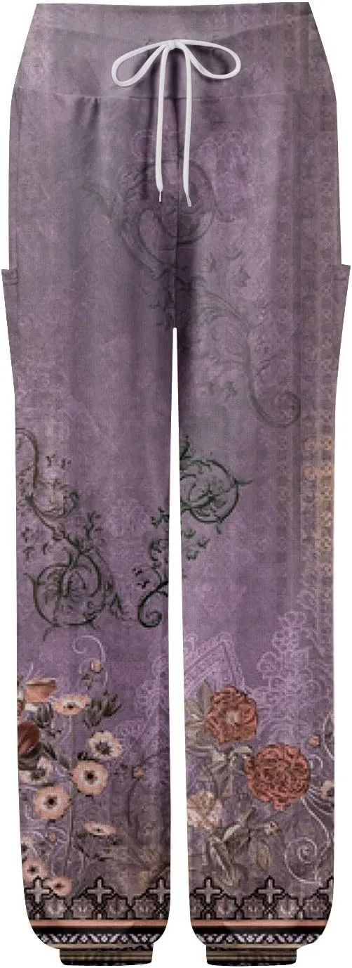 Boho Pants for Women - Hippie Harem Pants Women - Womens Flowy Pant with Pockets Comfy Bohemian Flowy Hippie Clothes F0