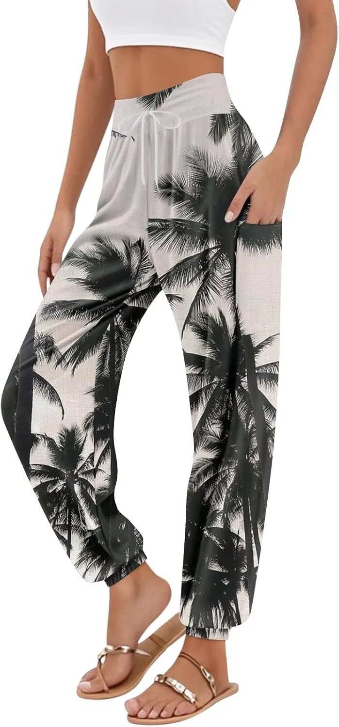 Boho Pants for Women - Hippie Harem Pants Women - Womens Flowy Pant with Pockets Comfy Bohemian Flowy Hippie Clothes I1