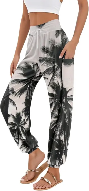 Boho Pants for Women - Hippie Harem Pants Women - Womens Flowy Pant with Pockets Comfy Bohemian Flowy Hippie Clothes I1