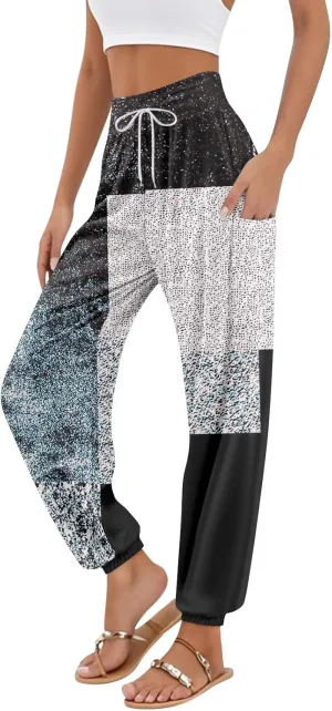 Boho Pants for Women - Hippie Harem Pants Women - Womens Flowy Pant with Pockets Comfy Bohemian Flowy Hippie Clothes K0
