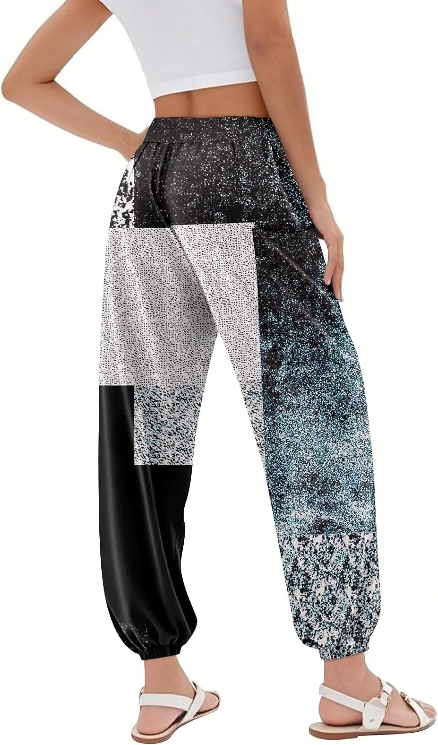 Boho Pants for Women - Hippie Harem Pants Women - Womens Flowy Pant with Pockets Comfy Bohemian Flowy Hippie Clothes K0