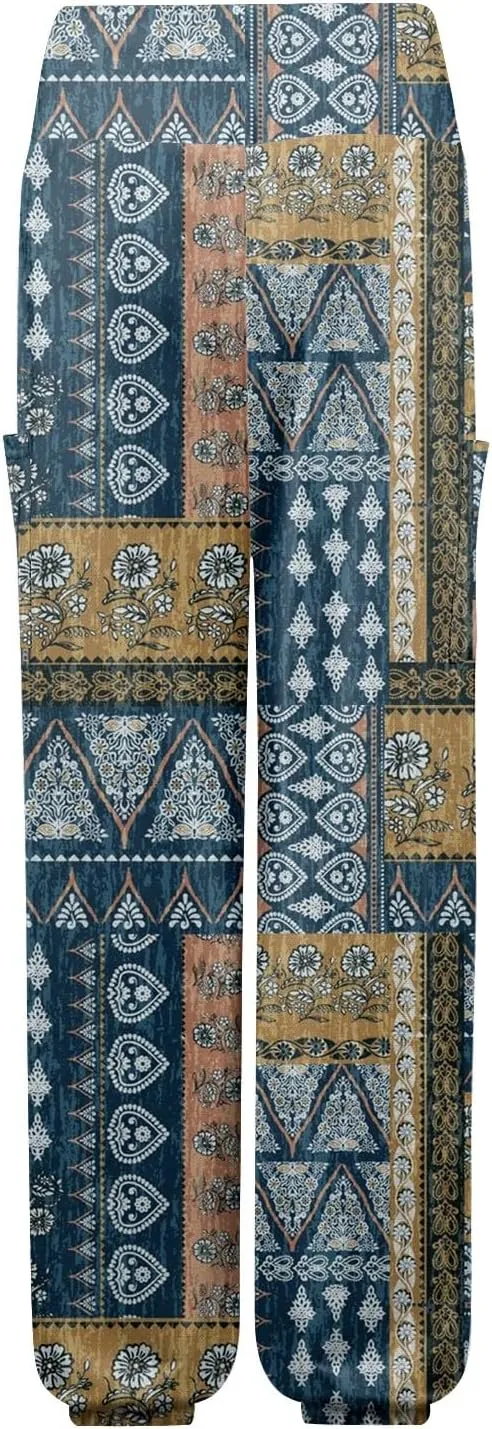 Boho Pants for Women - Hippie Harem Pants Women - Womens Flowy Pant with Pockets Comfy Bohemian Flowy Hippie Clothes L0