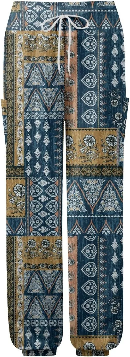 Boho Pants for Women - Hippie Harem Pants Women - Womens Flowy Pant with Pockets Comfy Bohemian Flowy Hippie Clothes L0