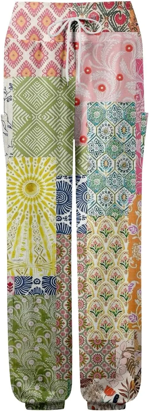 Boho Pants for Women - Hippie Harem Pants Women - Womens Flowy Pant with Pockets Comfy Bohemian Flowy Hippie Clothes L0