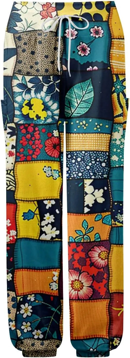 Boho Pants for Women - Hippie Harem Pants Women - Womens Flowy Pant with Pockets Comfy Bohemian Flowy Hippie Clothes L0