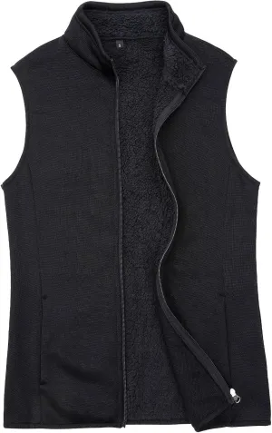 Bonnorth Women's Zip Up Sweater Fleece Vest, Sherpa Lined Windproof Warm Vest with Pocket