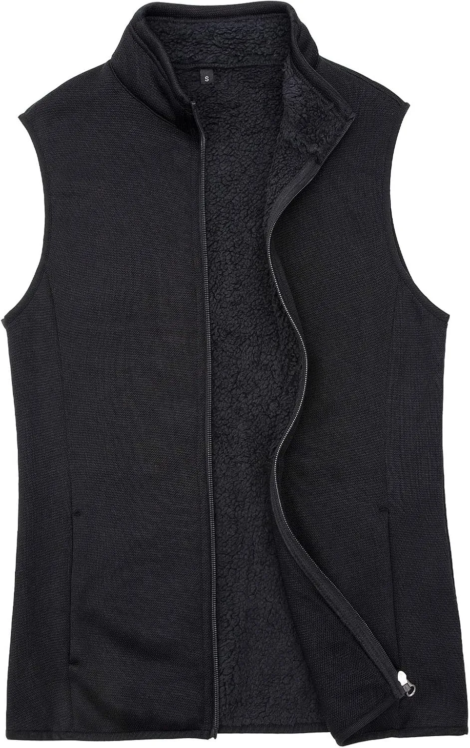 Bonnorth Women's Zip Up Sweater Fleece Vest, Sherpa Lined Windproof Warm Vest with Pocket