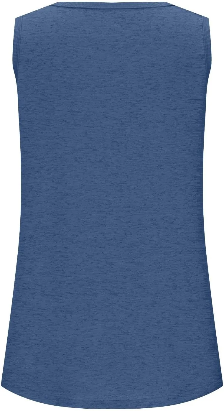 Borniu Womens Tank Tops Summer Loose Sleeveless Tops Scoop Neck Curved Hem Casual Flowy Shirt 2024 Outfits Clothes