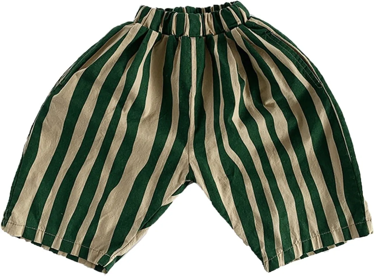 Boys' and Toddler Pull on Linen Pants Baby Striped Bloomer Trousers Elastic Basic Harem Joggers 0 Months 24 Month