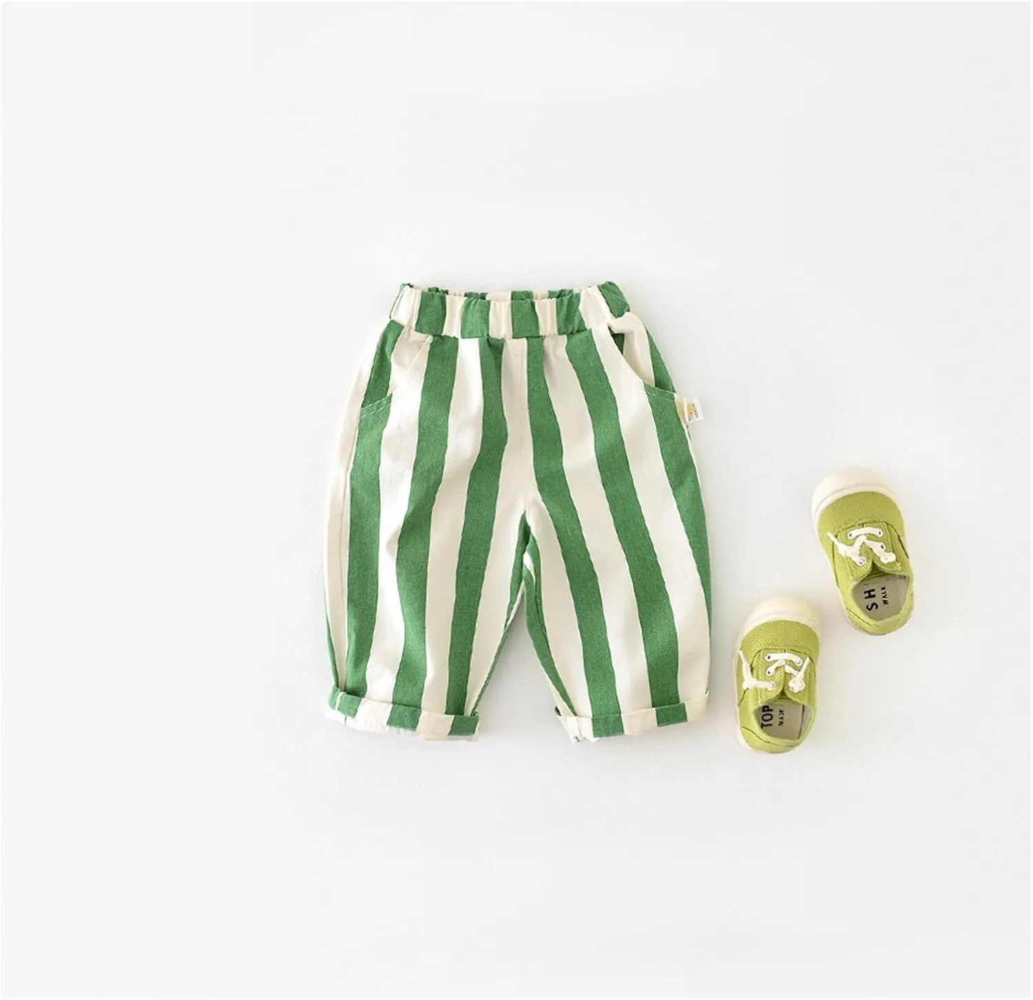 Boys' Cotton Linen Harem Bloomers Pants for Baby Toddler Striped Bloomer Elastic Basic Harem Joggers 0 Months 24 Month