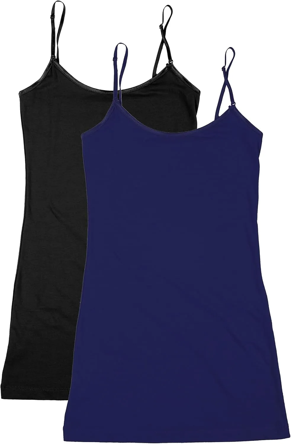 Bozzolo XT1002L Plus Size Adjustable Spaghetti Strap Trim Long Tank Top