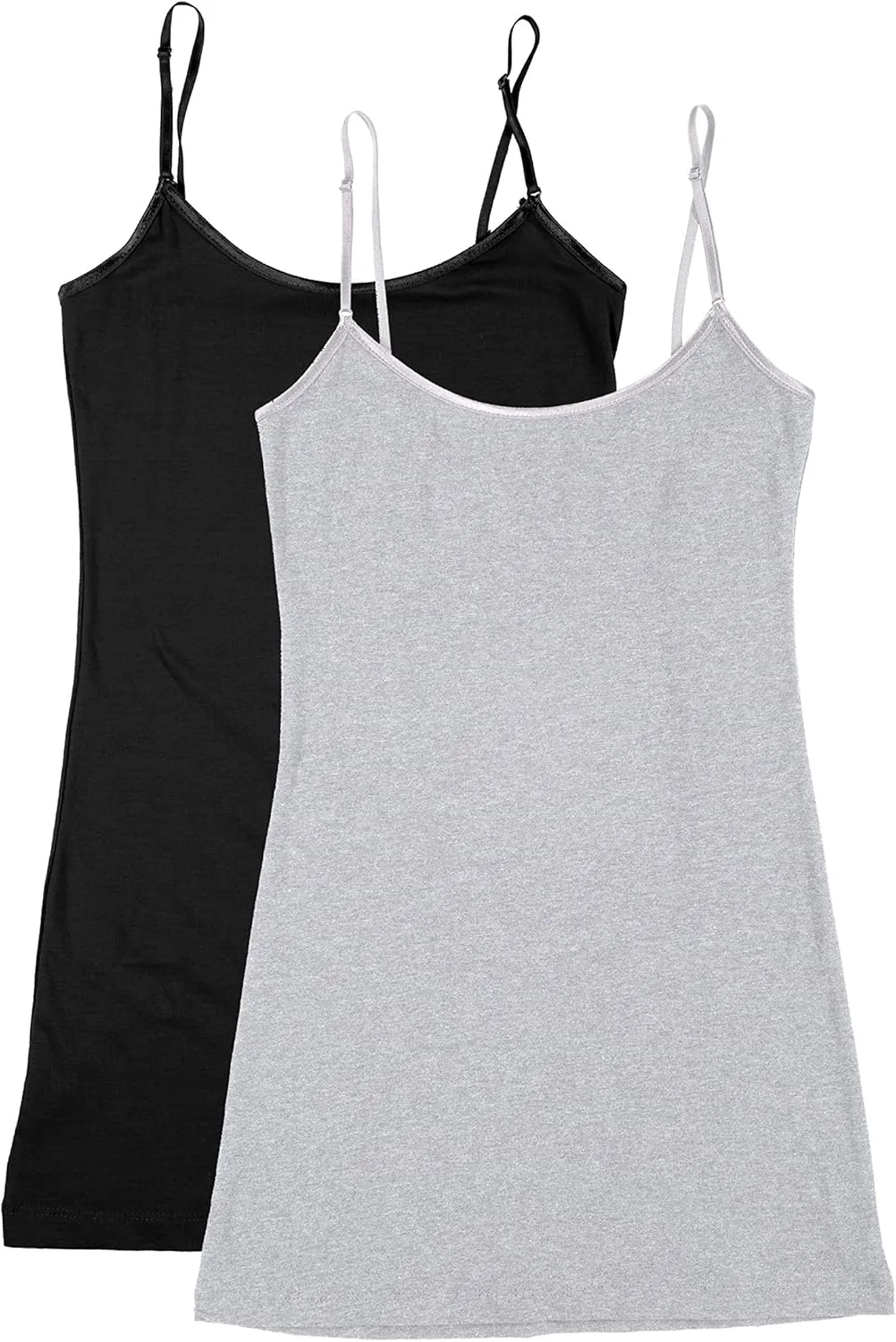 Bozzolo XT1002L Plus Size Adjustable Spaghetti Strap Trim Long Tank Top