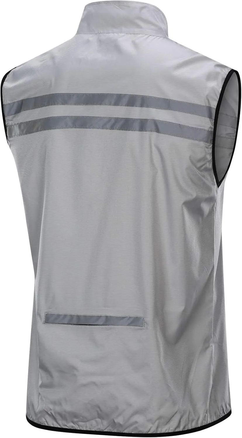 bpbtti Men's Hi-Viz Safety Running Cycling Vest Sleeveless Windbreaker vests- Windproof and Reflective