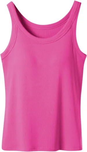 Built in Bra Tank Tops for Women 2025 Ribbed Knit Casual Slim-Fit Tops Crew Neck Sleeveless Summer Basic Tanks