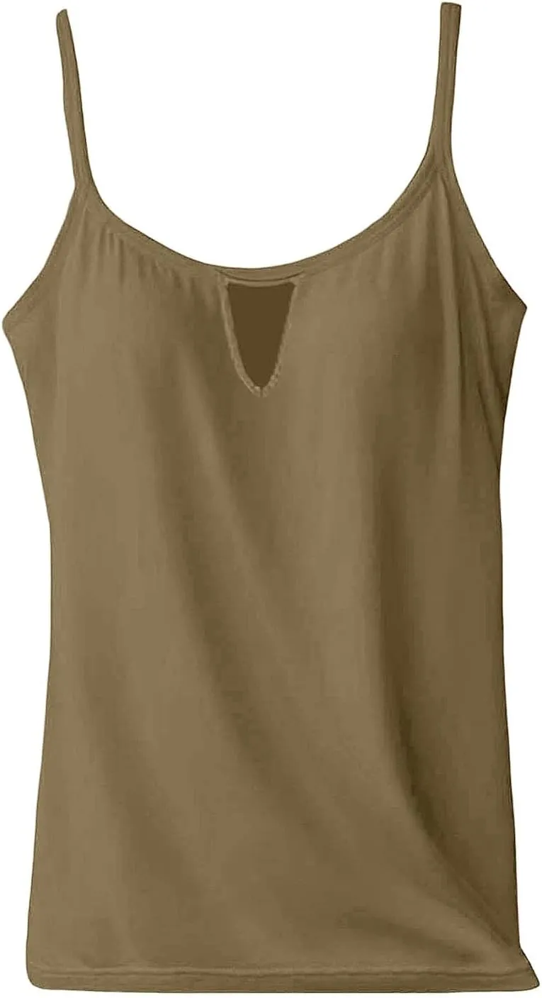 Built in Bra Tank Tops for Women Summer Plus Size Sleeveless Spaghetti Strap Camisole Padded Workout Yoga Cami Tops