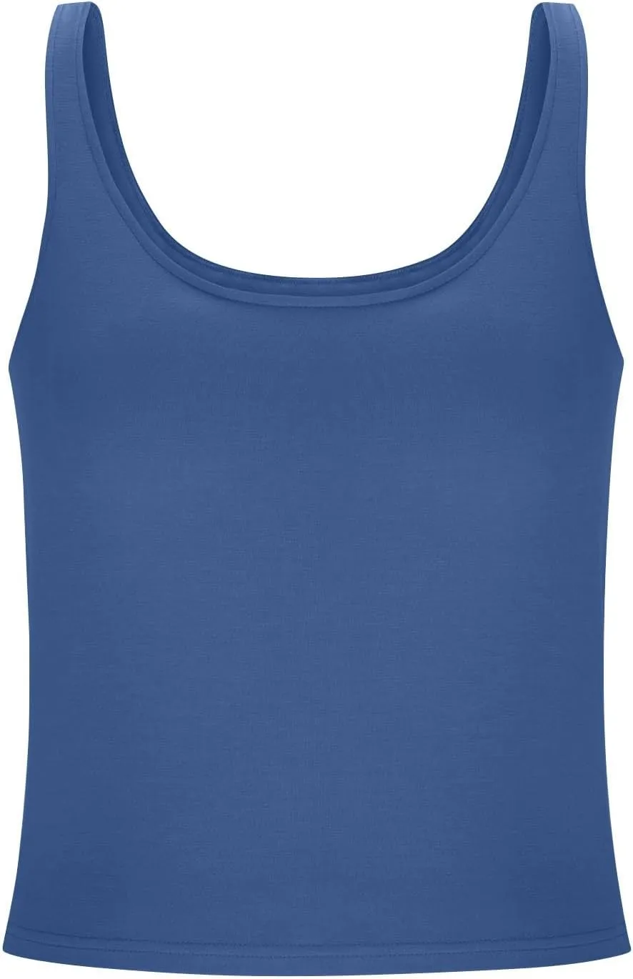 Built in Bra Tank Tops for Women Workout Scoop Neck Padded Sports Camisole Moisture Wicking Sleeveless Gym Shirt
