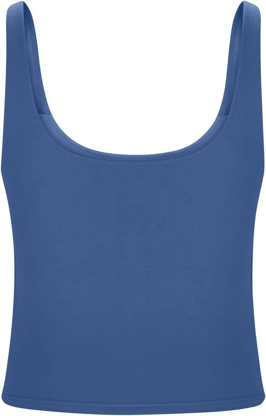 Built in Bra Tank Tops for Women Workout Scoop Neck Padded Sports Camisole Moisture Wicking Sleeveless Gym Shirt