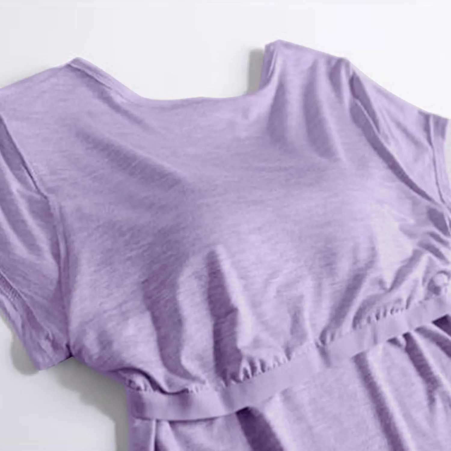 Built in Bra Tops for Women Plus Size Short Sleeve Tshirt Workout Sports Yoga T Shirt with Shelf Bra Pajama Top