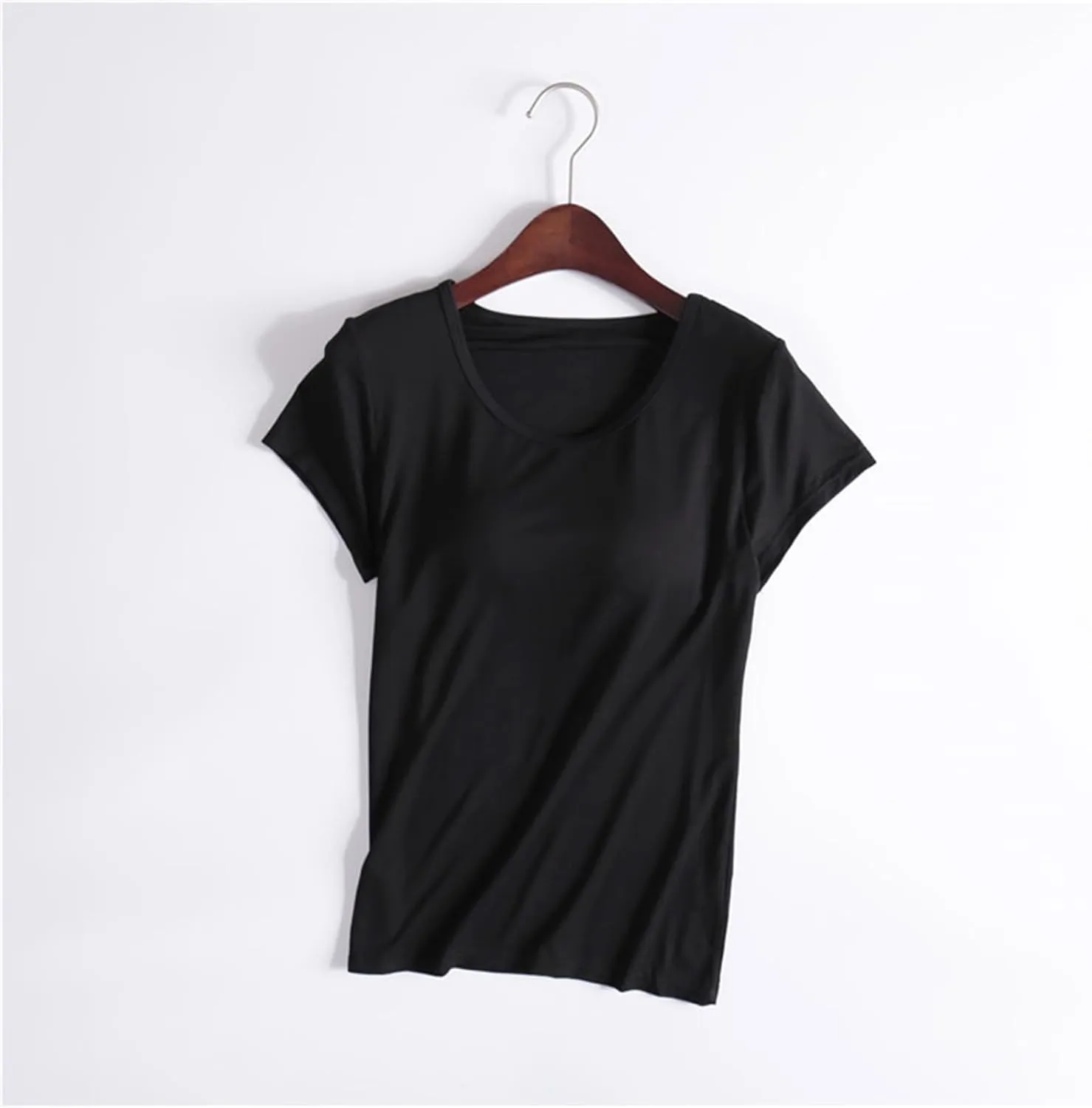 Built in Bra Tops for Women Plus Size Short Sleeve Tshirt Workout Sports Yoga T Shirt with Shelf Bra Pajama Top