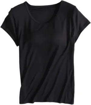 Built in Bra Tops for Women Plus Size Short Sleeve Tshirt Workout Sports Yoga T Shirt with Shelf Bra Pajama Top
