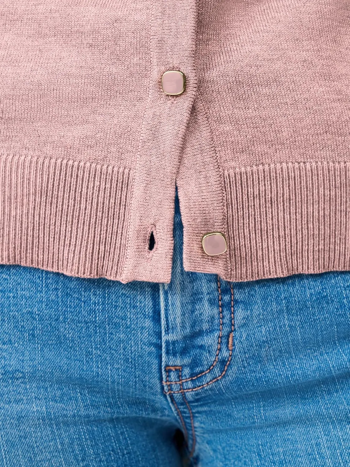 Cable & Gauge Women's Lady Button Front Cardigan Lightweight Button-Up Sweater, Crew Neck, 3/4 Sleeve, Versatile Layering Top