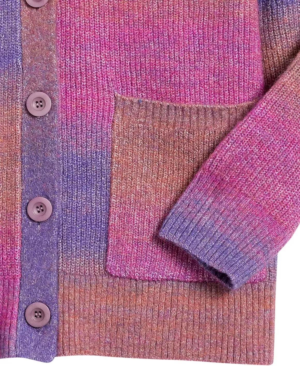 Cable Stitch Women's Ombre Space-Dyed Cardigan - V-Neck Long Sleeve Button Front Rib-Knit Sweater Cover-Up with Pockets