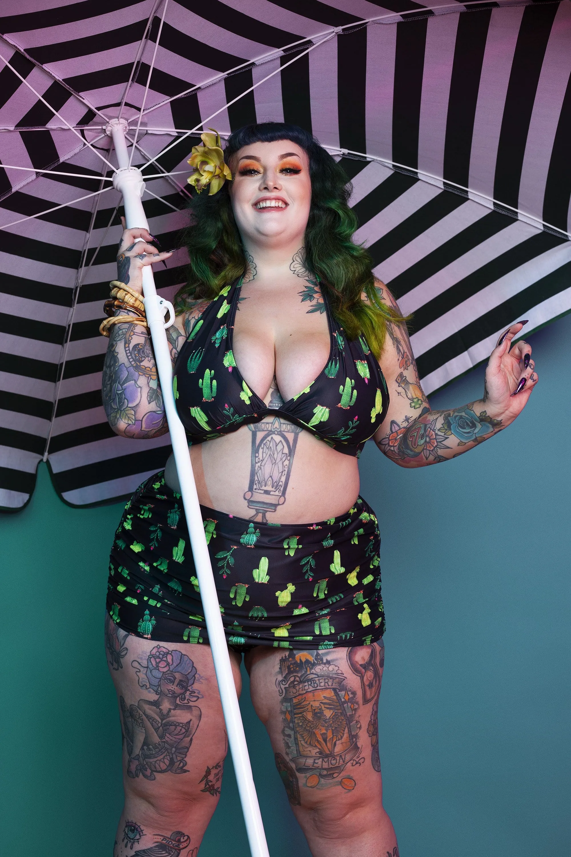 Cactus Ruched Triangle Bikini Top