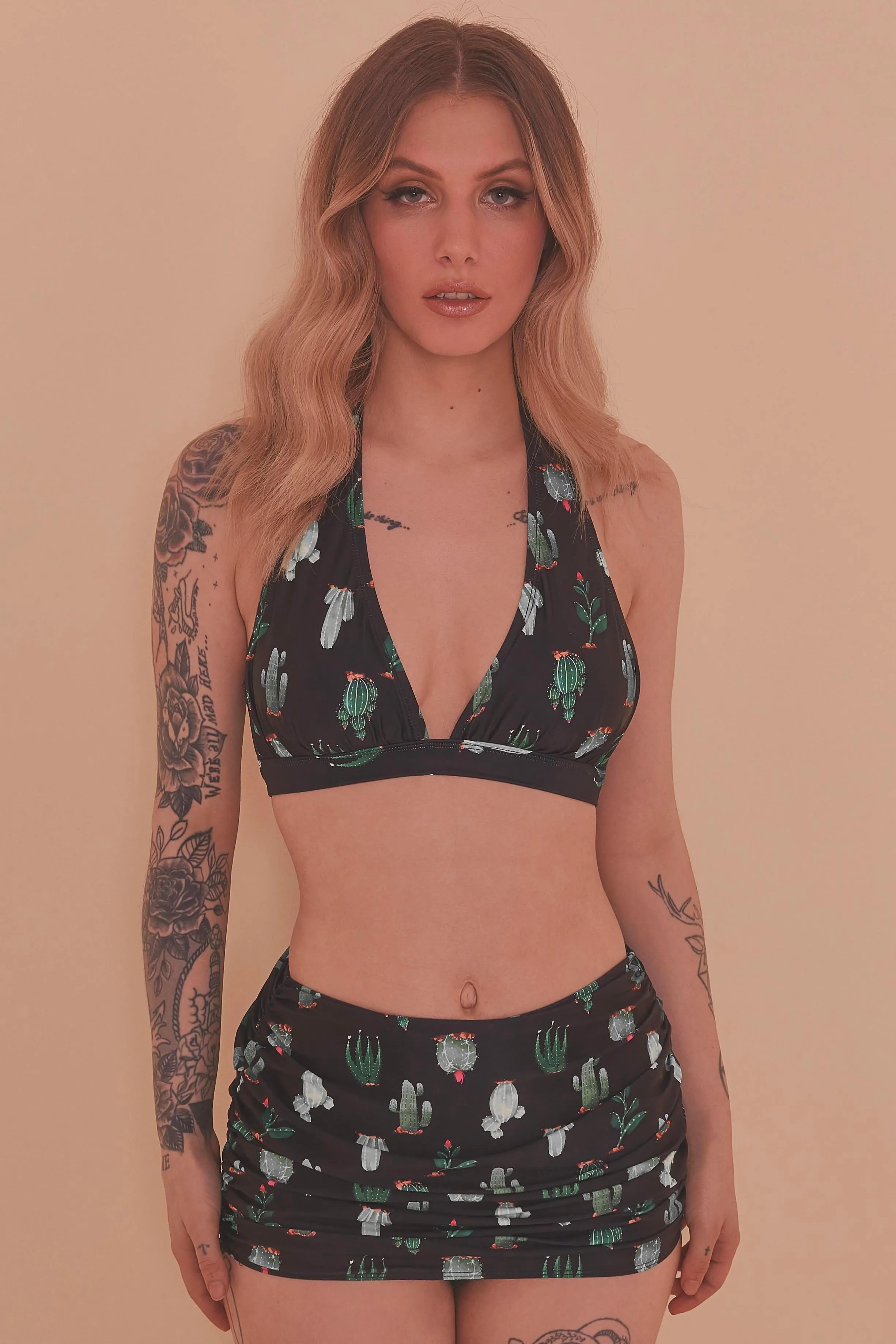 Cactus Ruched Triangle Bikini Top