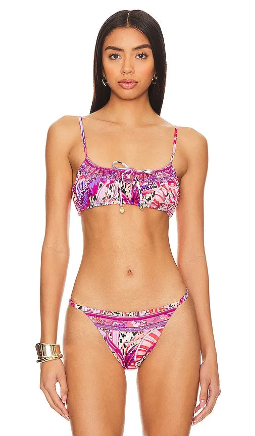 Camilla Gathered Bikini Top in Pink