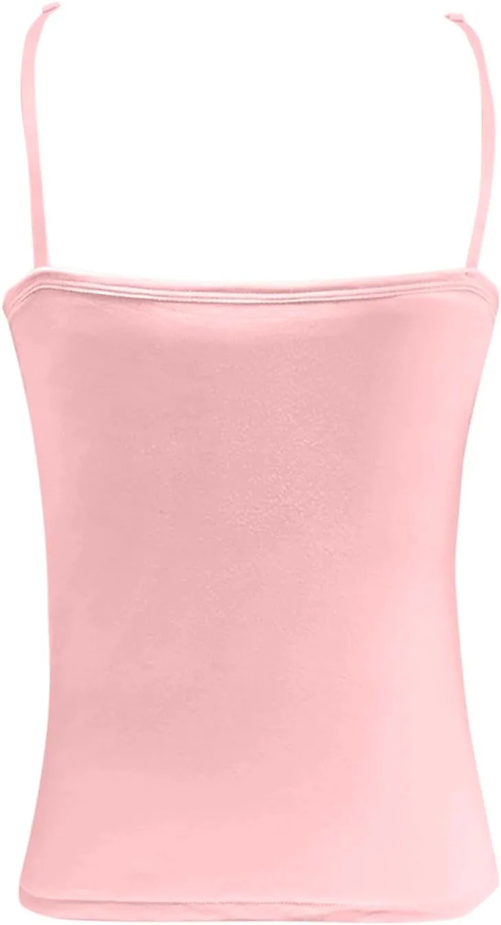 Camisole Tops for Women 2025 Summer Adjustable Spaghetti Strap Cami Tank Built in Bra Sports Padded Cotton Undershirt
