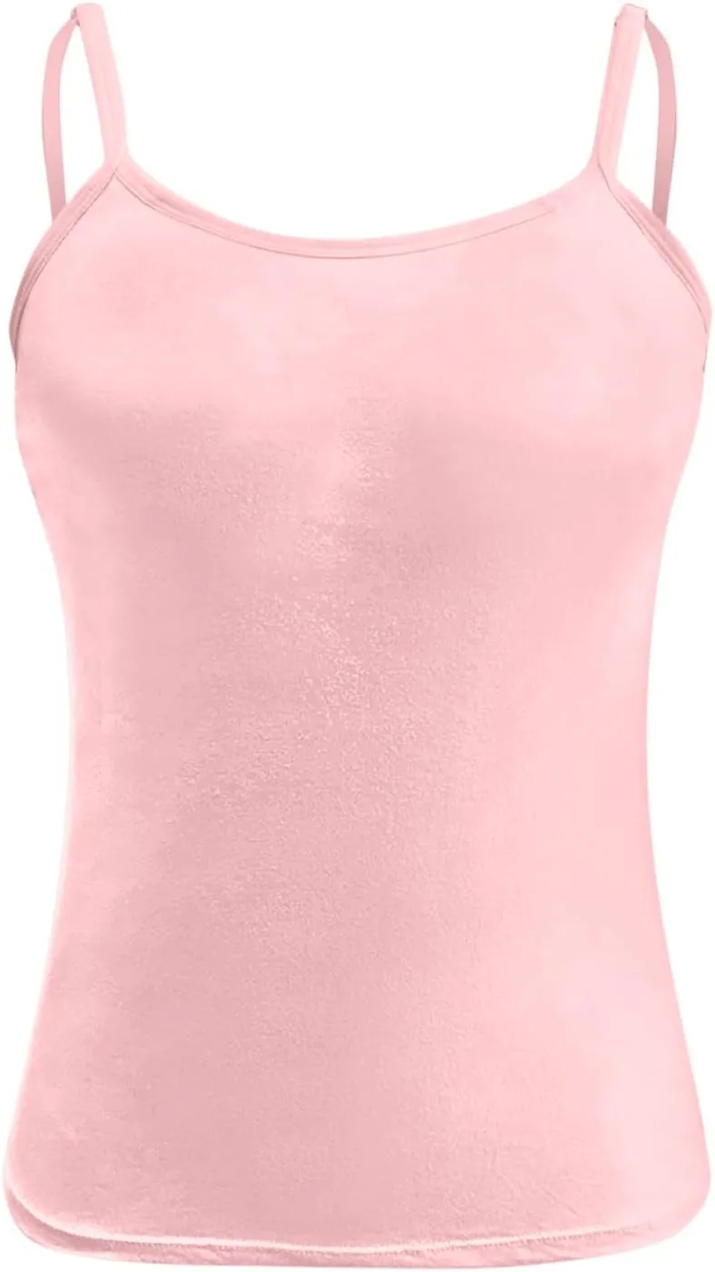 Camisole Tops for Women 2025 Summer Adjustable Spaghetti Strap Cami Tank Built in Bra Sports Padded Cotton Undershirt