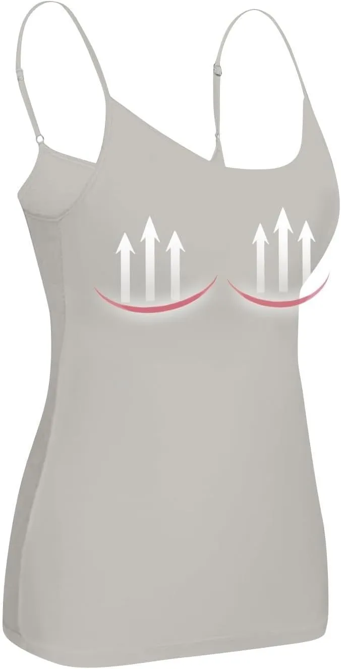Camisole Tops for Women Summer Casual Spaghetti Strap Yoga Tank Tops Built in Bra Sports Padded Cotton Undershirts