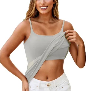 Camisole Tops for Women Summer Casual Spaghetti Strap Yoga Tank Tops Built in Bra Sports Padded Cotton Undershirts