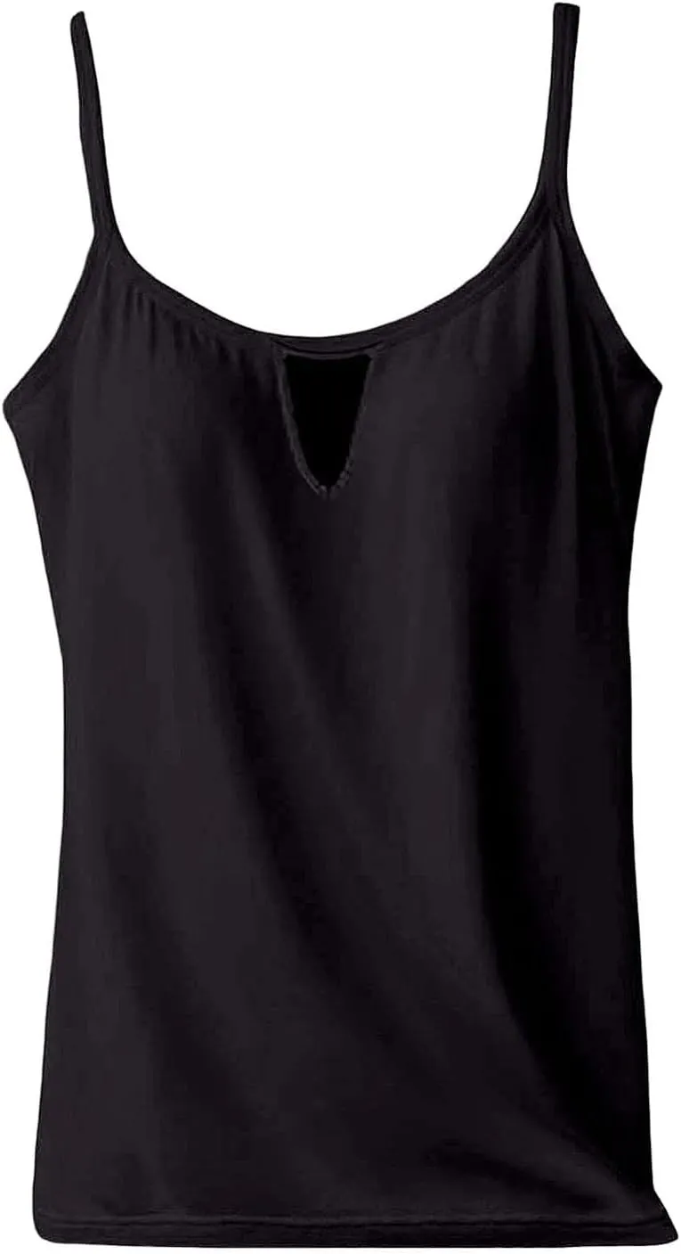 Camisole Tops for Women White Built in Bra Tank Tops Adjustable Spaghetti Strap 2025 Spring Summer Cami Shirts Under Clothes
