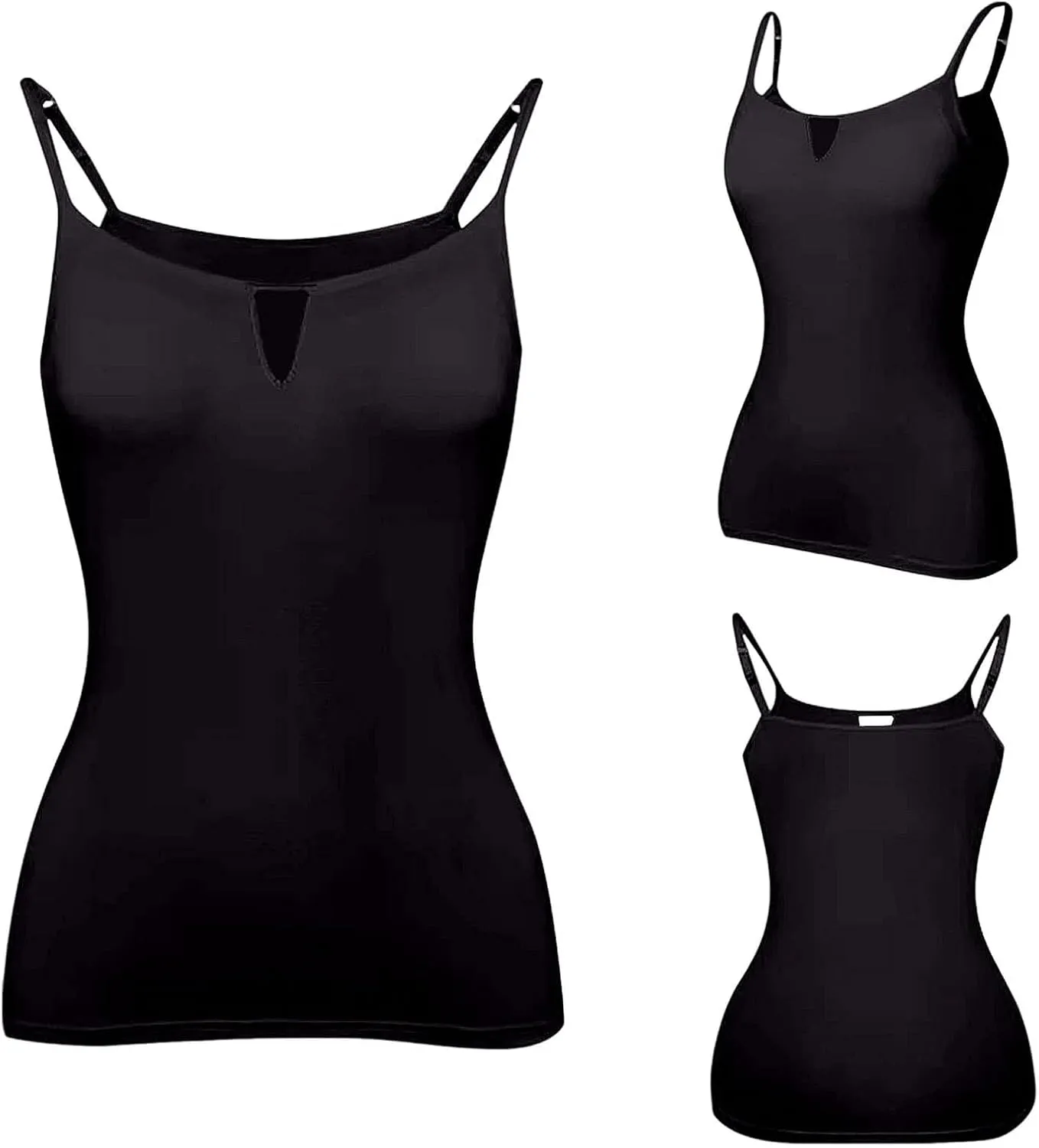 Camisole Tops for Women White Built in Bra Tank Tops Adjustable Spaghetti Strap 2025 Spring Summer Cami Shirts Under Clothes
