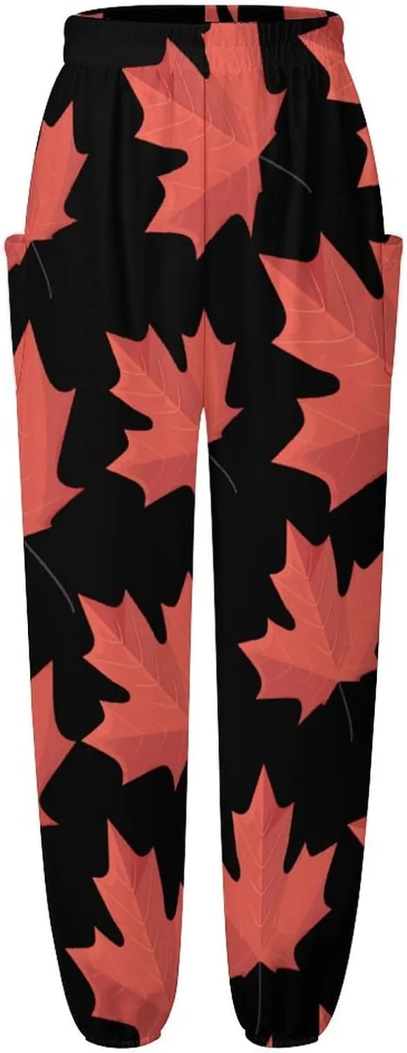 Canadian Maple Leaf Women's Harem Pants Lightweight Yoga Pants Beach Pants Dance Trousers with Pockets