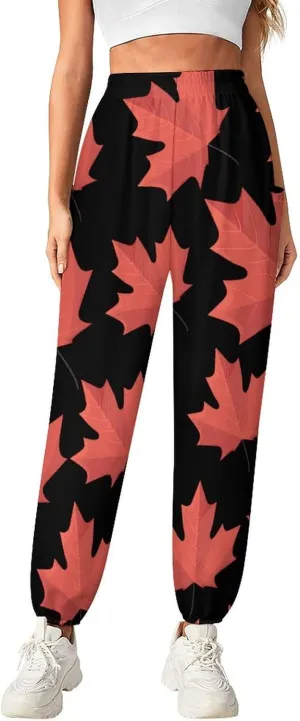 Canadian Maple Leaf Women's Harem Pants Lightweight Yoga Pants Beach Pants Dance Trousers with Pockets