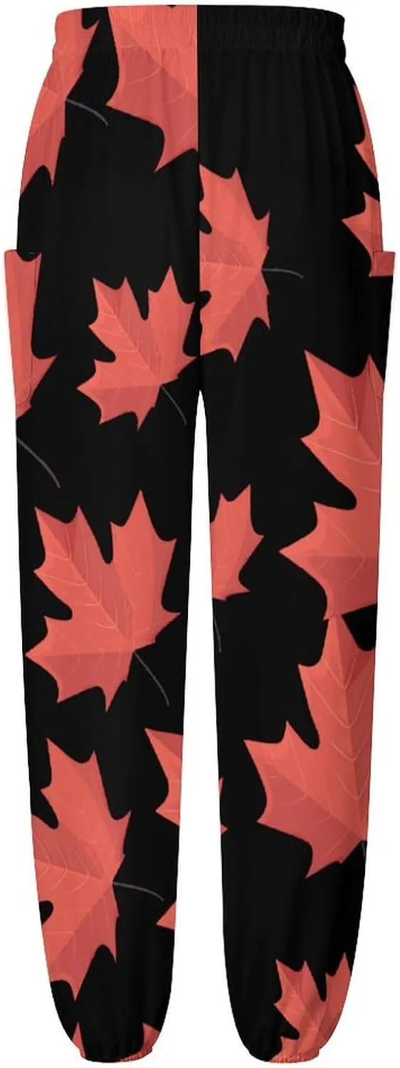 Canadian Maple Leaf Women's Harem Pants Lightweight Yoga Pants Beach Pants Dance Trousers with Pockets