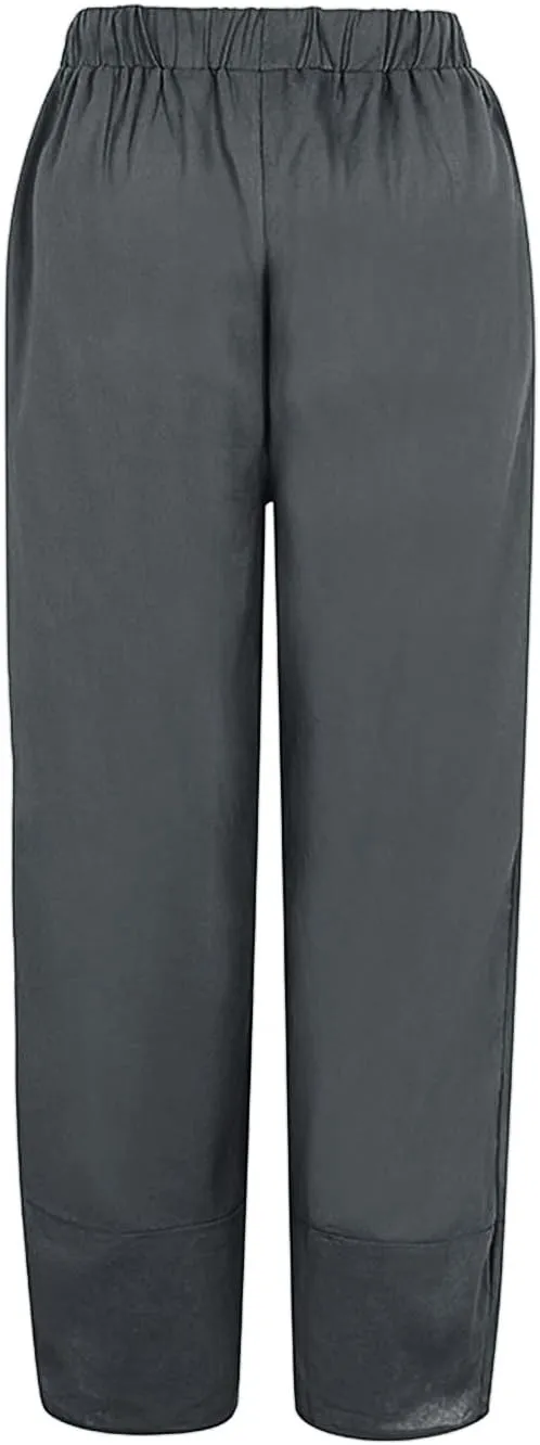 Capri Pants for Women Boho Summer Elastic Waist Casual Pants Butterfly Lightweight Straight Leg Trousers