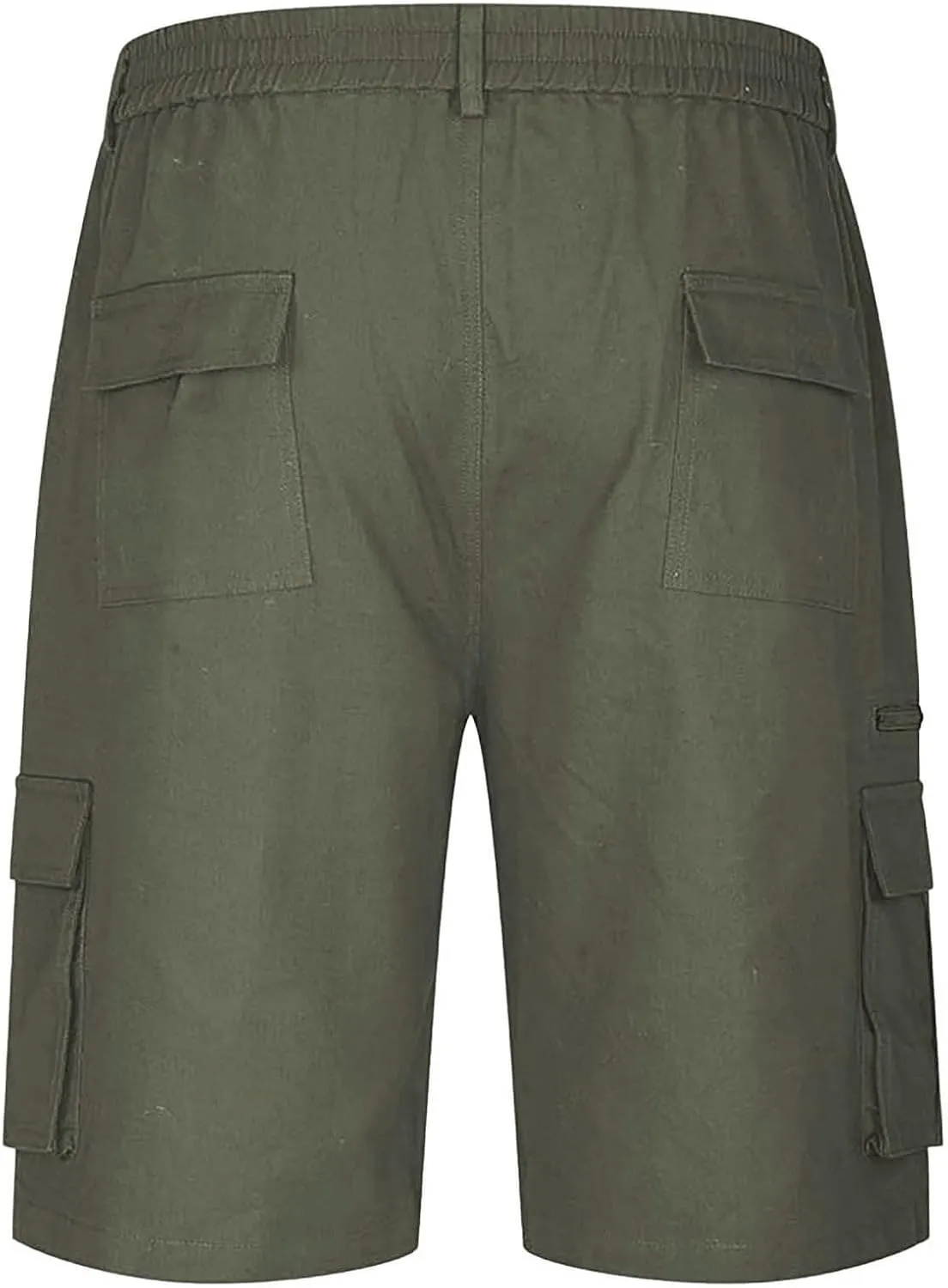 Cargo Shorts for Men Casual Fashion Solid Color Short with Multi-Pocket Button Zipper Elastic Waist Hiking Pants