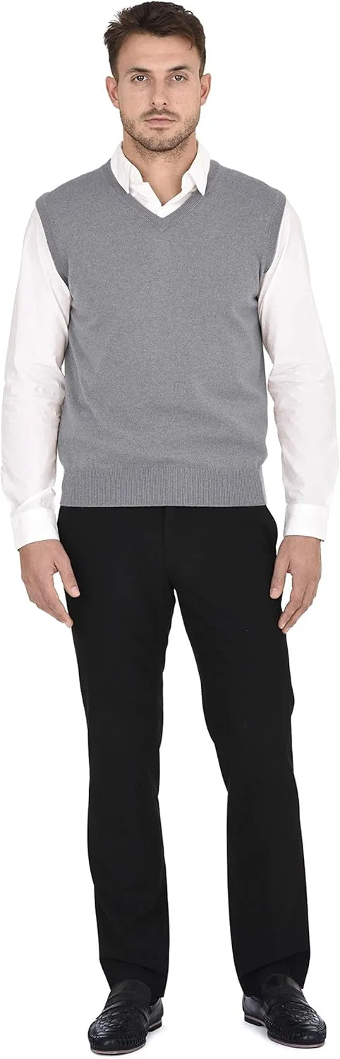 Cashmeren Men's Basic V-Neck Sweater Vest 100% Pure Cashmere Sleeveless Gilet Pullover