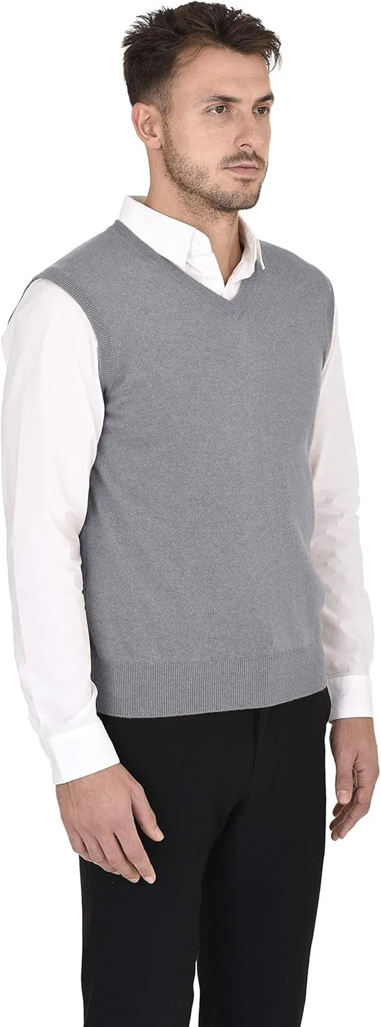 Cashmeren Men's Basic V-Neck Sweater Vest 100% Pure Cashmere Sleeveless Gilet Pullover