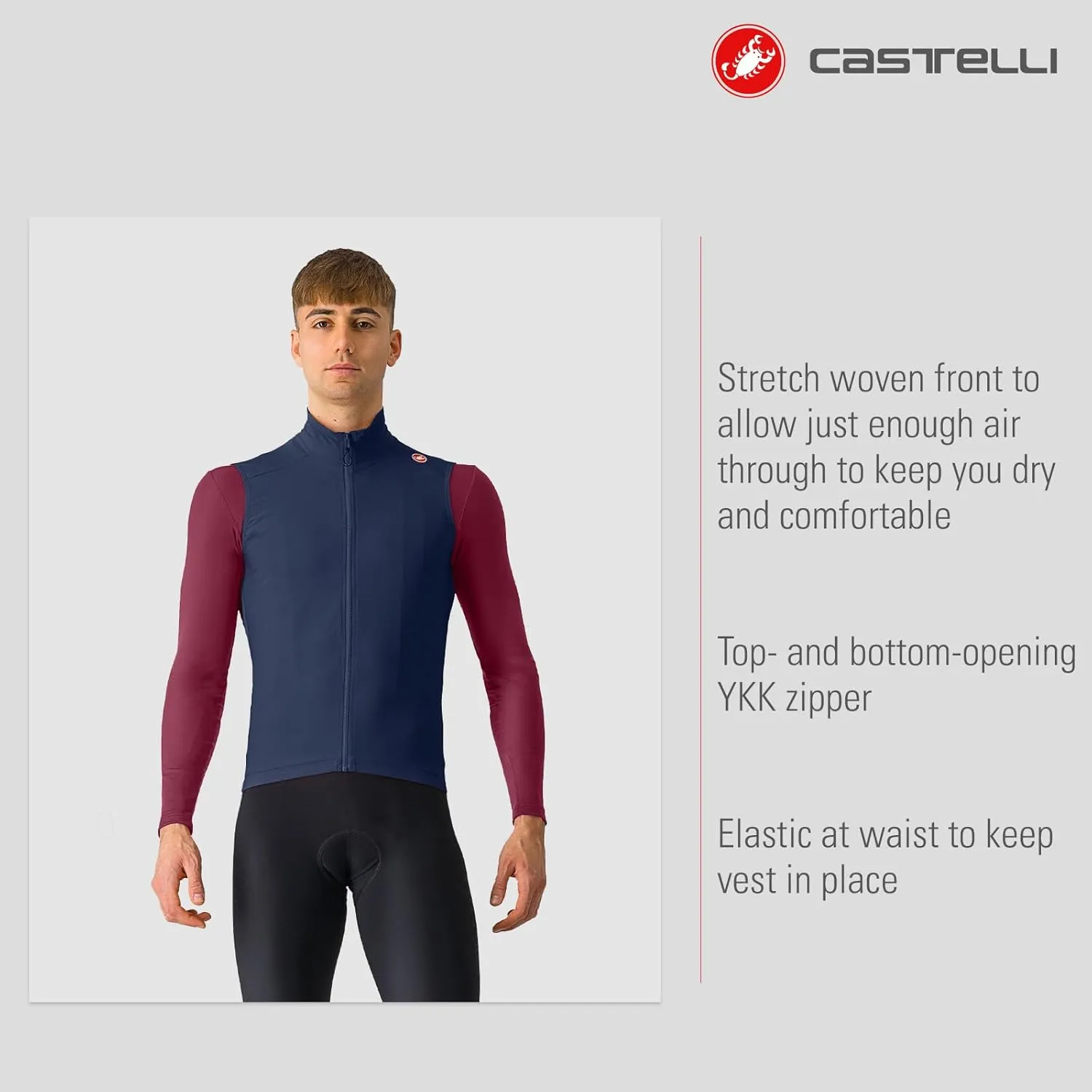 CASTELLI Mens Espresso Vest, Windproof Shell Vest for Road Cycling & Gravel Biking