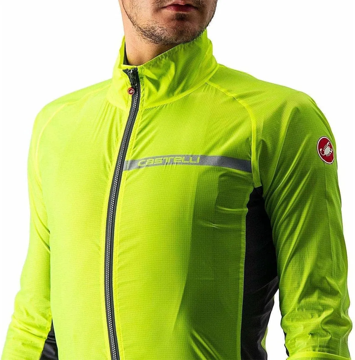 CASTELLI Men's Squadra Stretch Jacket, Windproof Zip Up Shell for Road Cycling