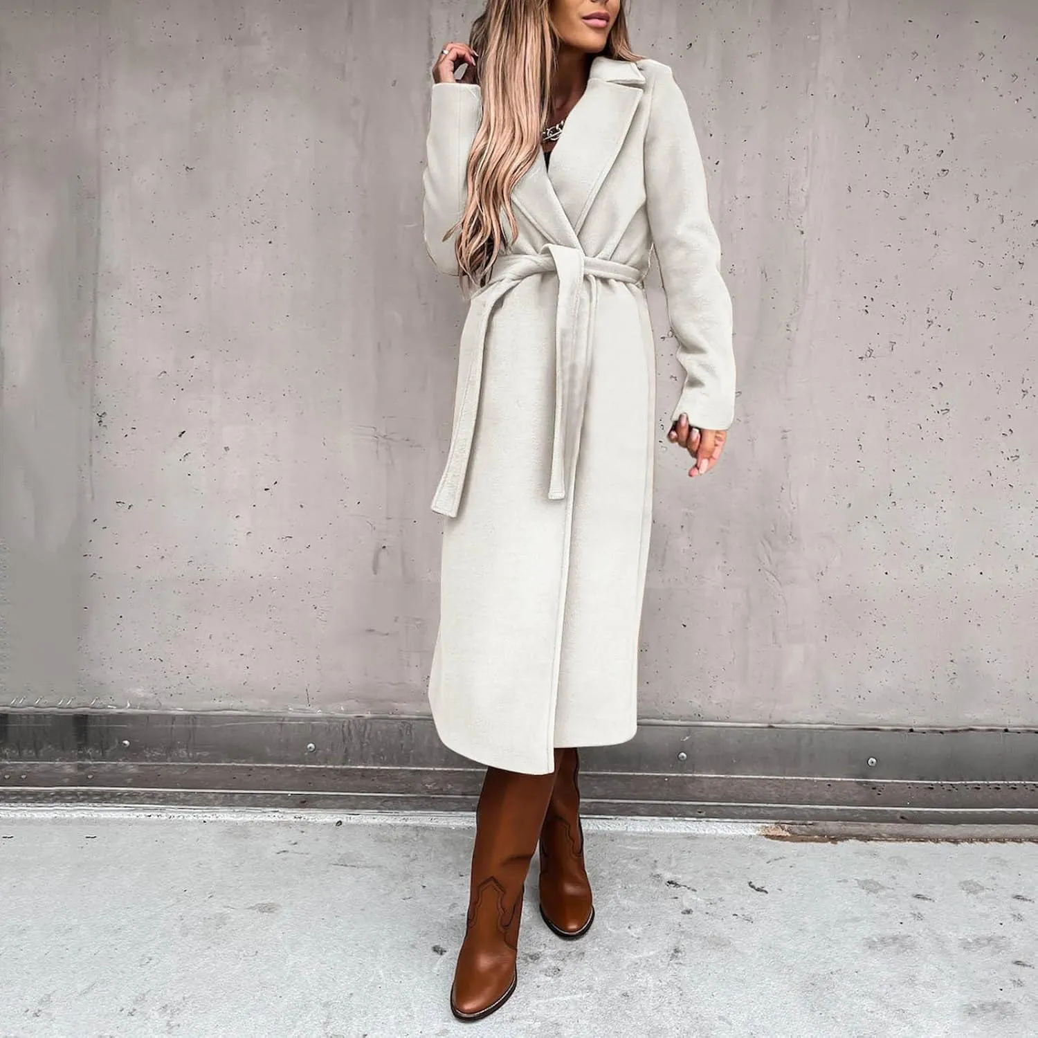 Casual Blazers for Women Long Sleeve Lapel Cardigan Open Front Plain Long Jacket Overcoat Trench Coat Fall Wrap Coat Winter