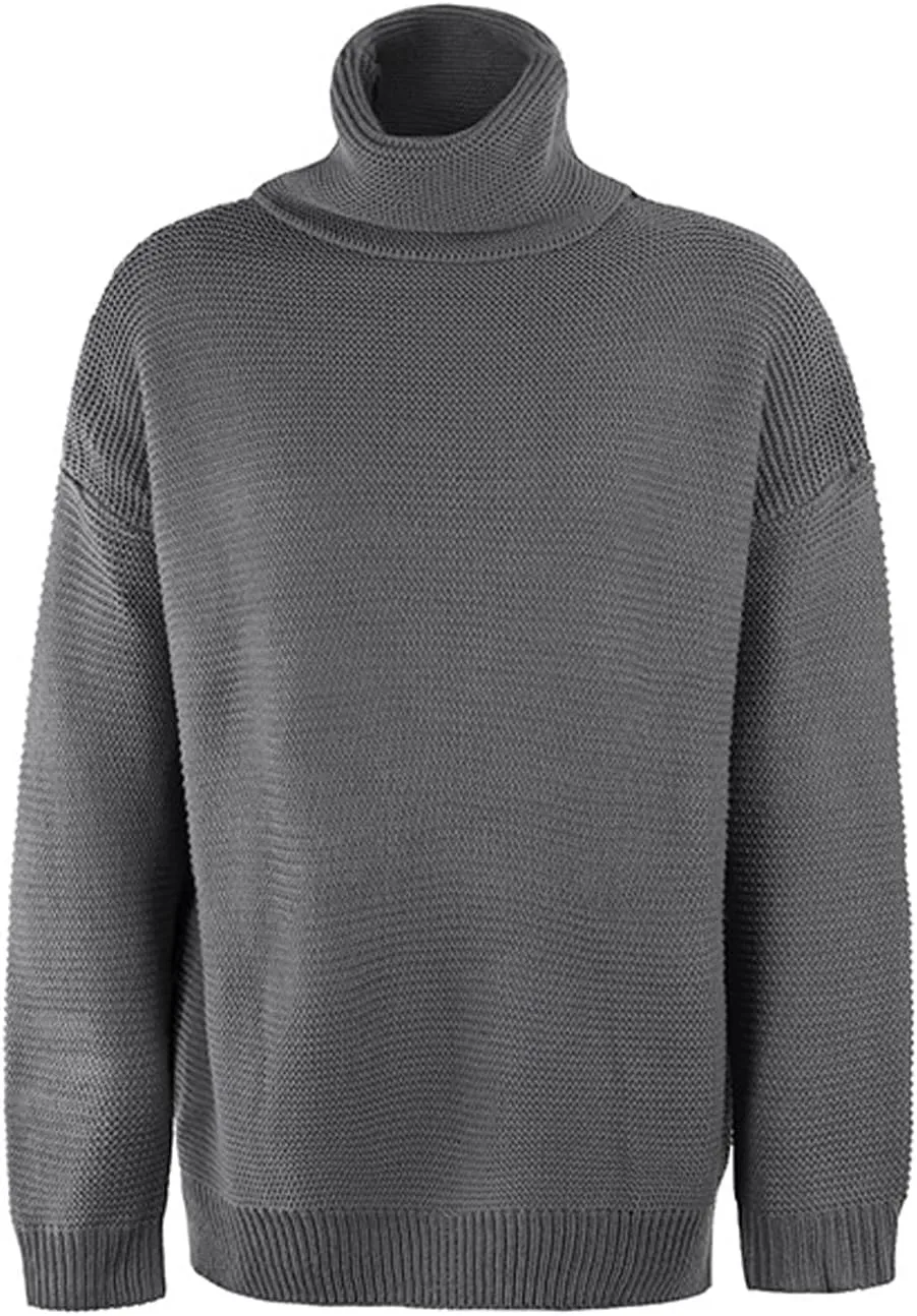 CHARTOU Women Chunky Knitted Turtleneck Sweater Oversized Cable Knit Sweater Pullover Warm Jumper Top
